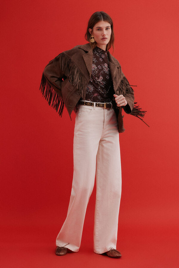 Hoss Intropia F&aacute;tima. Chaqueta flecos Marron oscuro