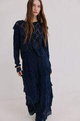 Hoss Intropia Renata. Falda midi tricot Azul marino