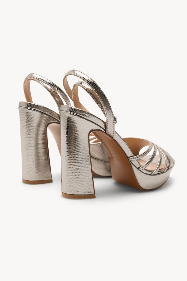 Hoss Intropia Marisa. Sandalias tac&oacute;n piel grabada Gris