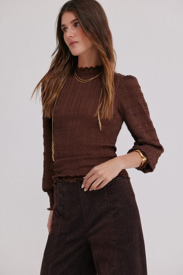 Hoss Intropia Mafalda. Top fruncido Marron