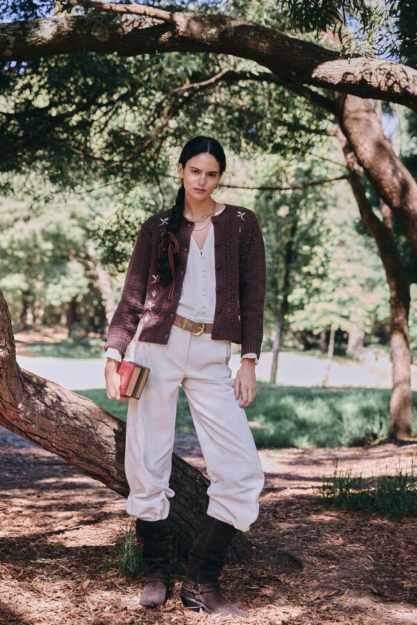 Hoss Intropia Pamela. Pantal&oacute;n wide leg Marfil