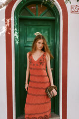 Hoss Intropia Abbie. Vestido midi en tono coral Turquesa