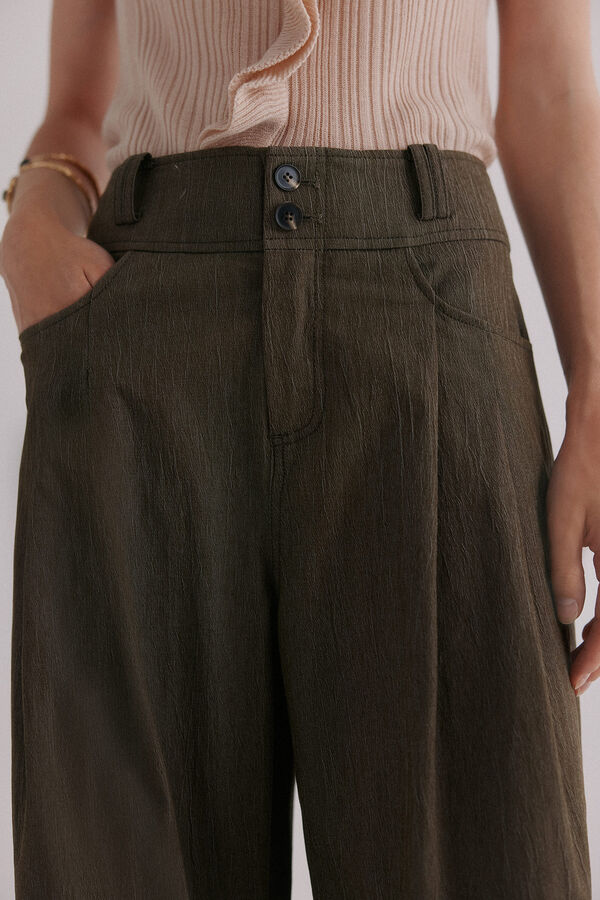 Hoss Intropia Paola. Pantalones con pliegues Kaki