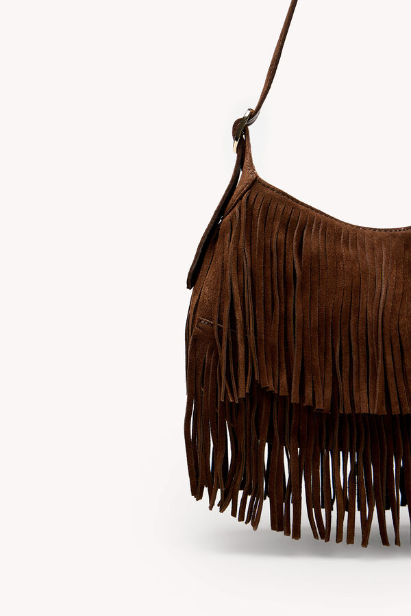 Hoss Intropia Noelia. Bolso flecos Marron oscuro