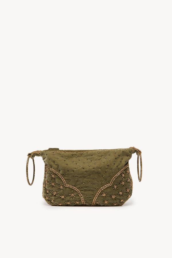 Hoss Intropia Nadia. Bolso de terciopelo y abalorios Verde oscuro