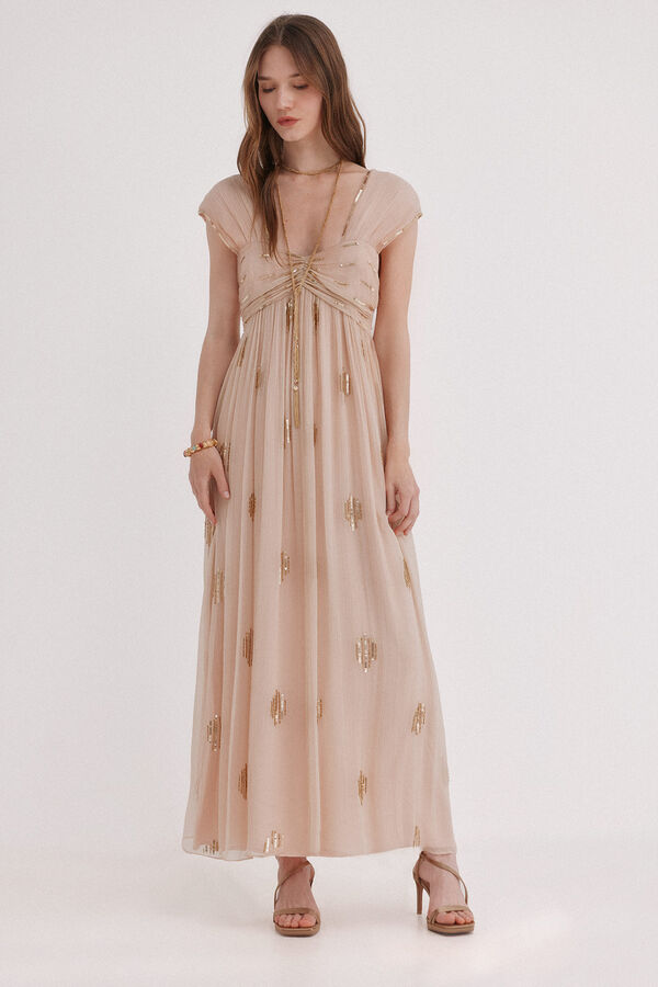 Hoss Intropia Aurora. Vestido bordado Rosa
