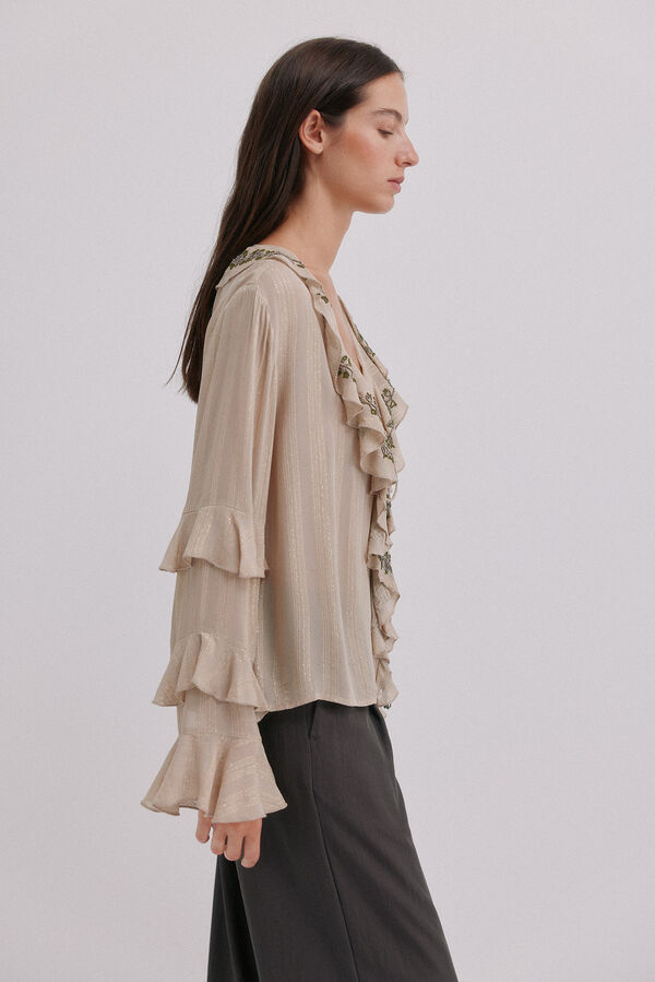 Hoss Intropia Clotilde. Blusa rom&aacute;ntica Beige