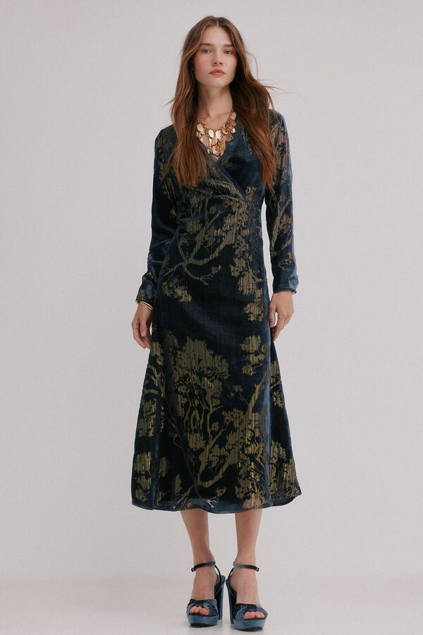 Hoss Intropia Adriana. Vestido jacquard Estampado azul