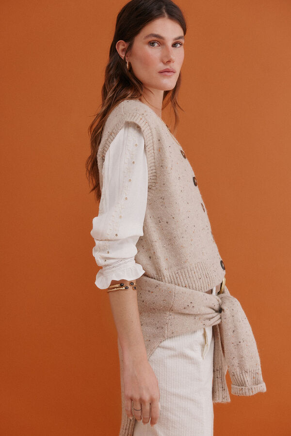 Hoss Intropia Ita. Chaleco jaspeado Beige