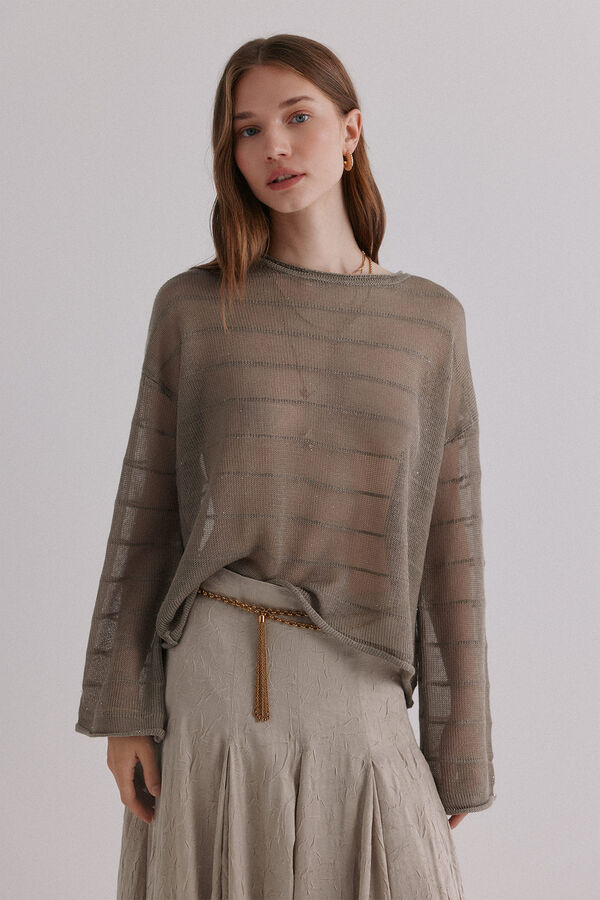 Hoss Intropia Nicole. Jersey con lentejuelas Kaki