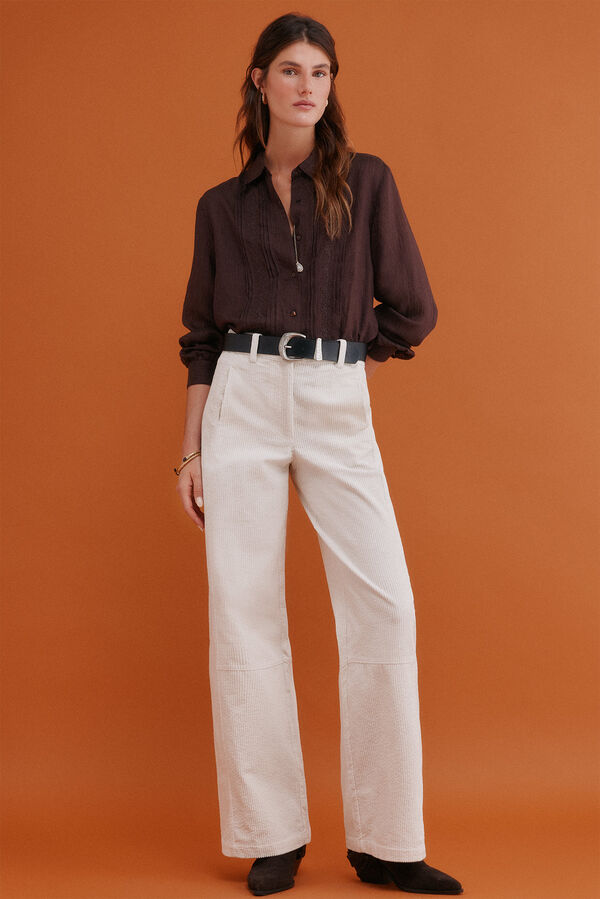 Hoss Intropia Pamela. Pantal&oacute;n wide leg Marfil