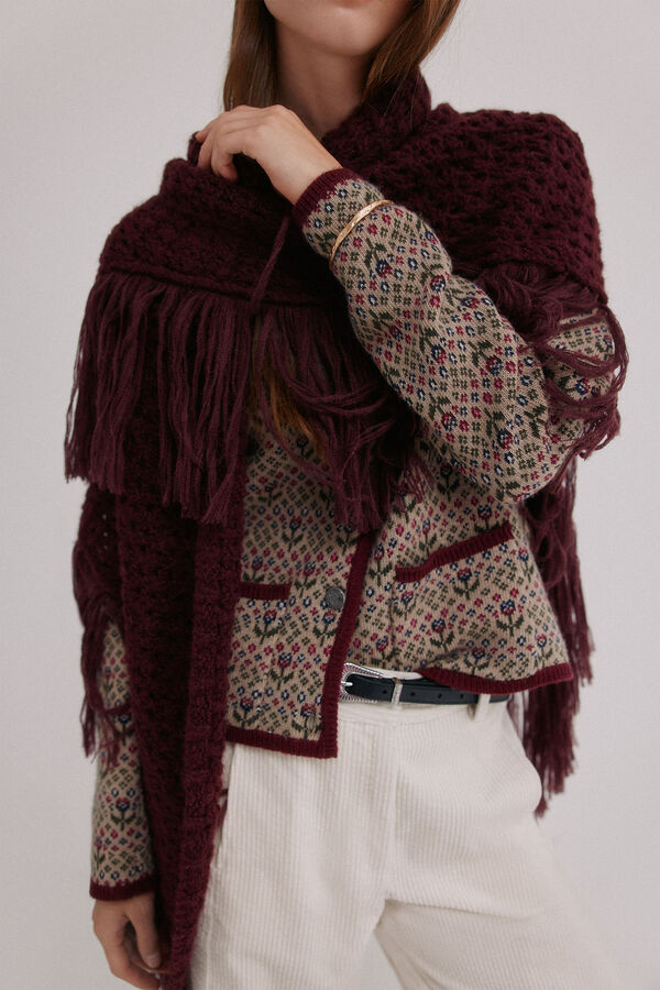 Hoss Intropia Nieves. Chal calado de flecos Beige