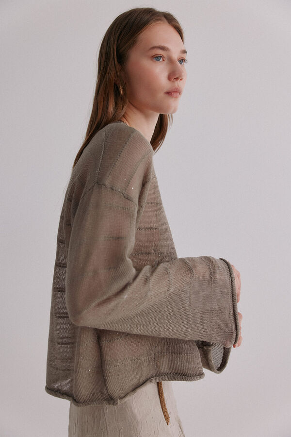 Hoss Intropia Nicole. Jersey con lentejuelas Kaki