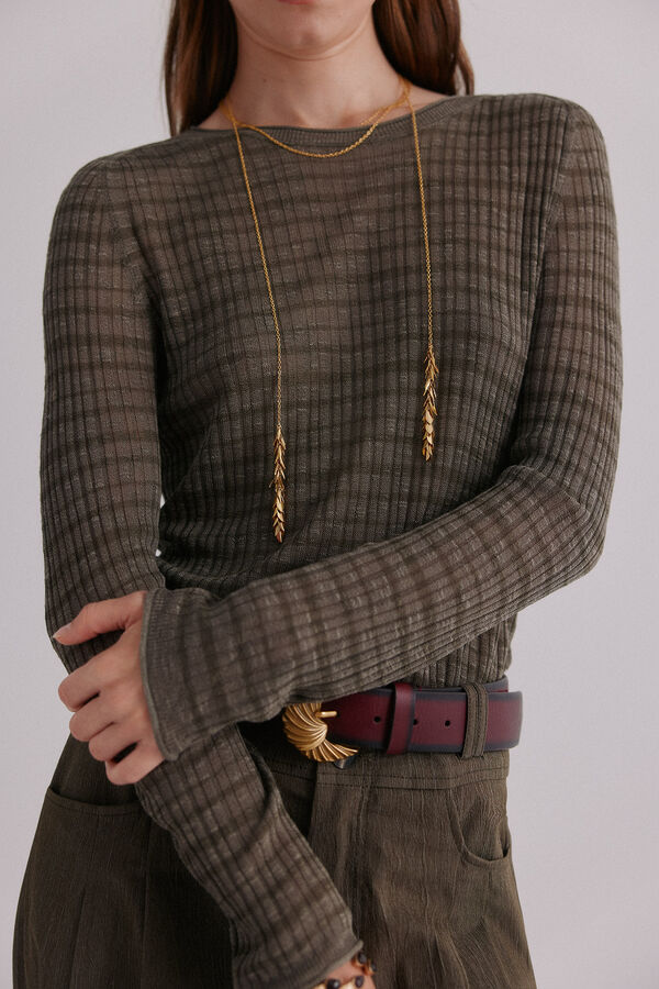 Hoss Intropia Nadine. Top estampado a rayas Kaki