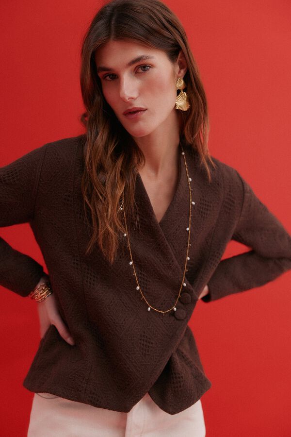 Hoss Intropia Edna. Chaqueta tejido jacquard Marron oscuro