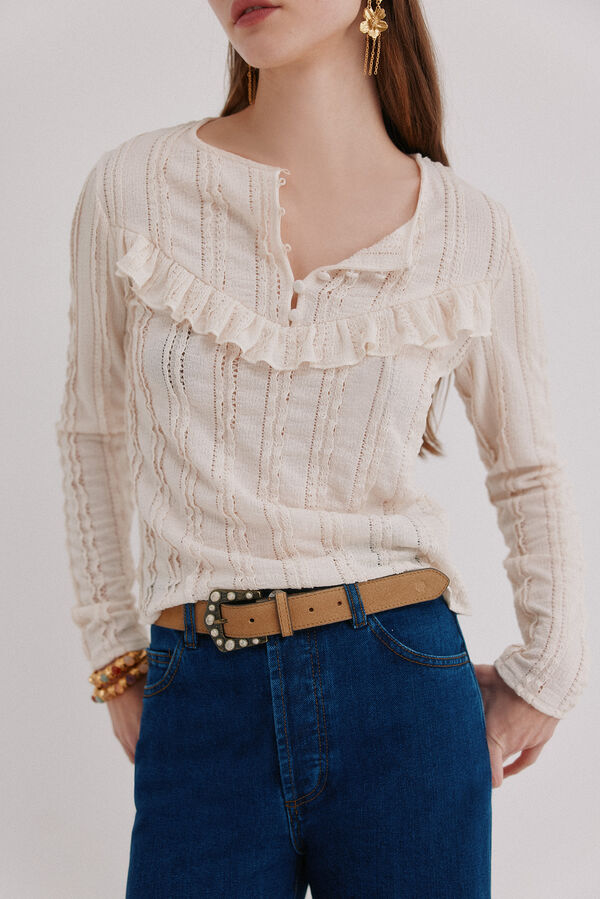 Hoss Intropia Miranda. Camiseta rom&aacute;ntica Marfil