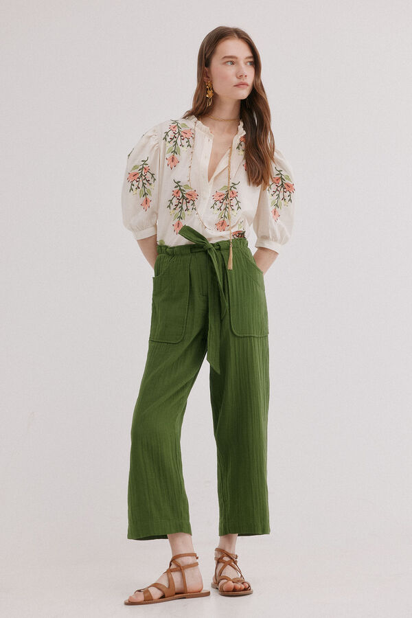 Hoss Intropia Pia. Pantal&oacute;n estilo cargo Kaki
