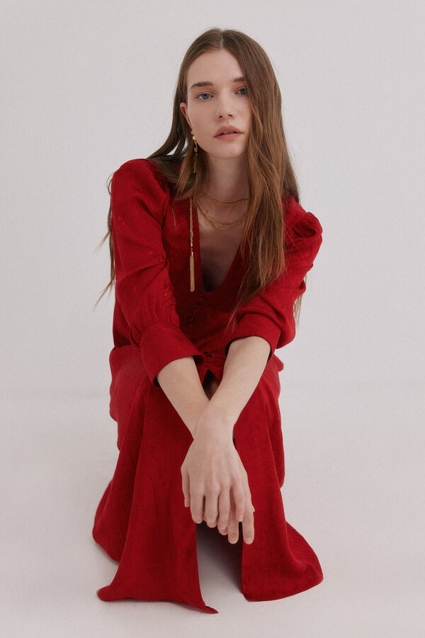 Hoss Intropia Alicia. Vestido tejido jacquard rojo