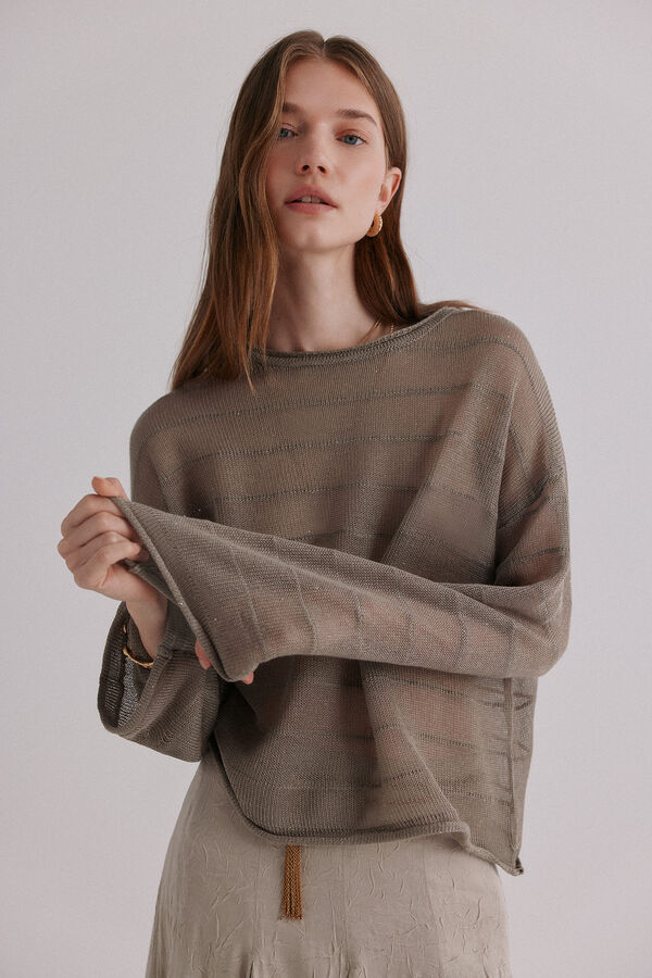 Hoss Intropia Nicole. Jersey con lentejuelas Kaki