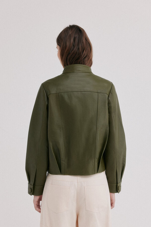 Hoss Intropia Fabia. Chaqueta de piel Kaki