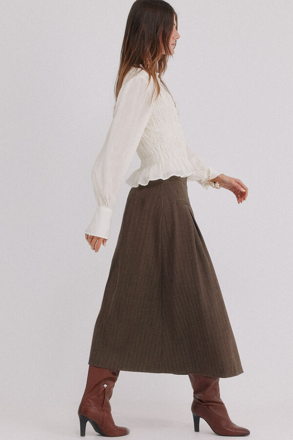 Hoss Intropia Reyes. Falda con pliegues Marron oscuro