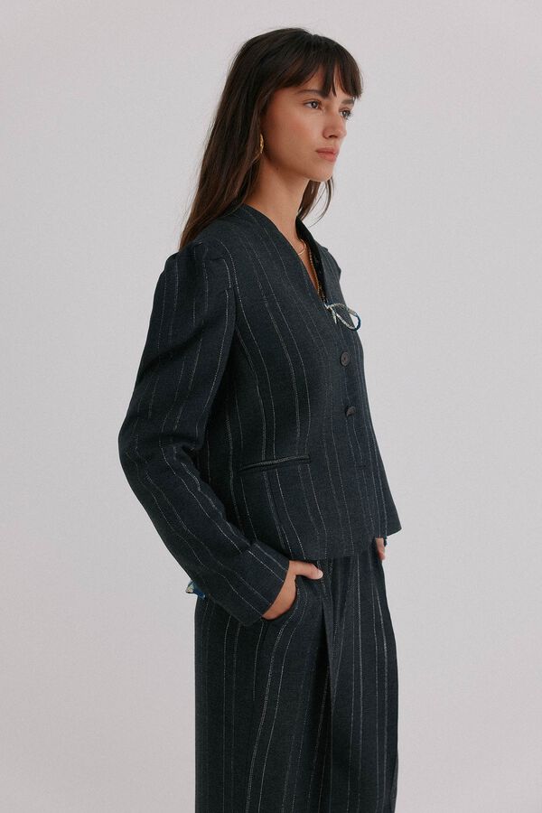 Hoss Intropia Estela. Blazer a rayas Gris oscuro