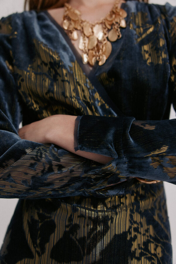 Hoss Intropia Adriana. Vestido jacquard Estampado azul