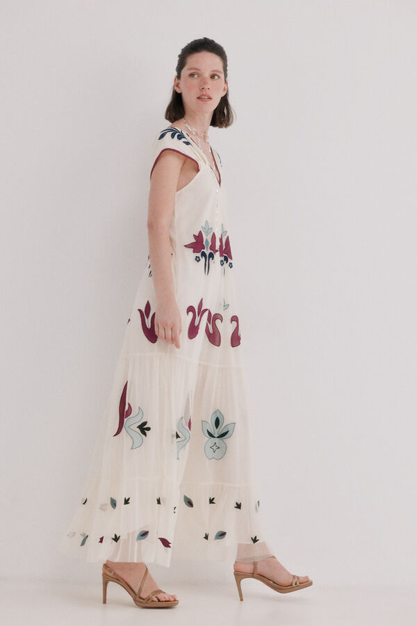 Hoss Intropia Aiora. Vestido rom&aacute;ntico Estampado blanco