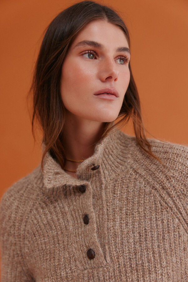 Hoss Intropia Irina. Jersey cuello perkins Beige