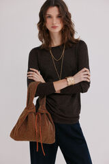 Hoss Intropia Nora. Bolso de terciopelo abalorios Marron