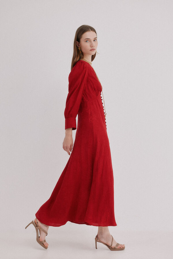 Hoss Intropia Alicia. Vestido tejido jacquard rojo