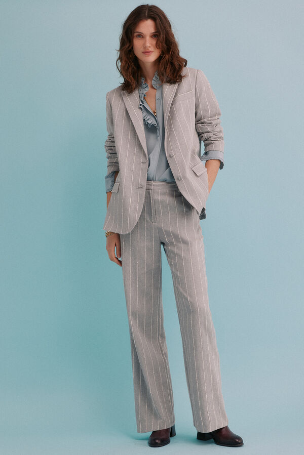 Hoss Intropia Elia. Blazer a rayas Gris