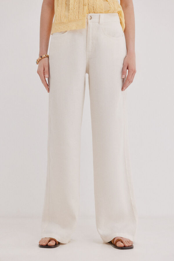 Hoss Intropia Paupa. Pantal&oacute;n de lino Blanco