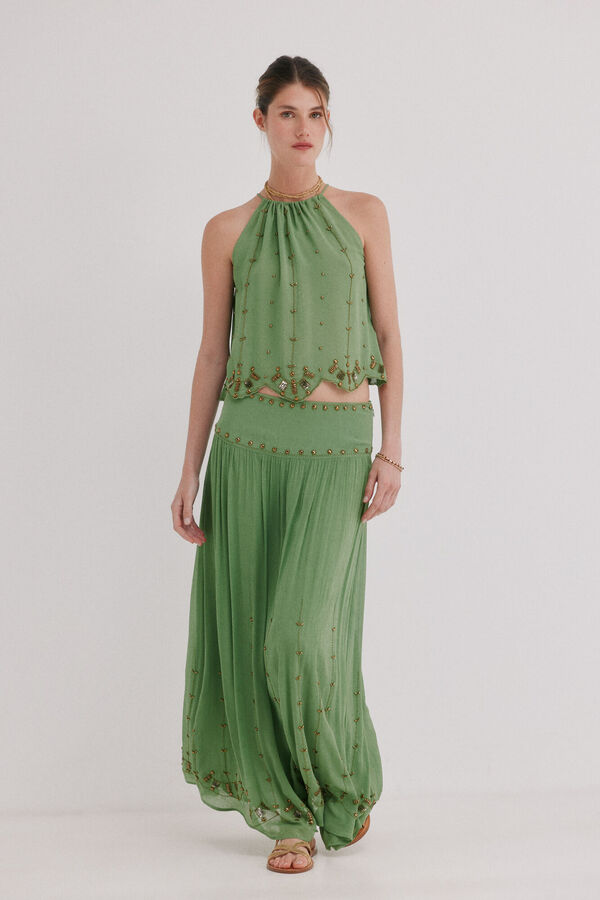 Hoss Intropia Rita. Falda abalorios Verde