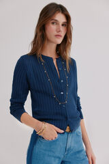 Hoss Intropia Isoline. C&aacute;rdigan calado Azul marino