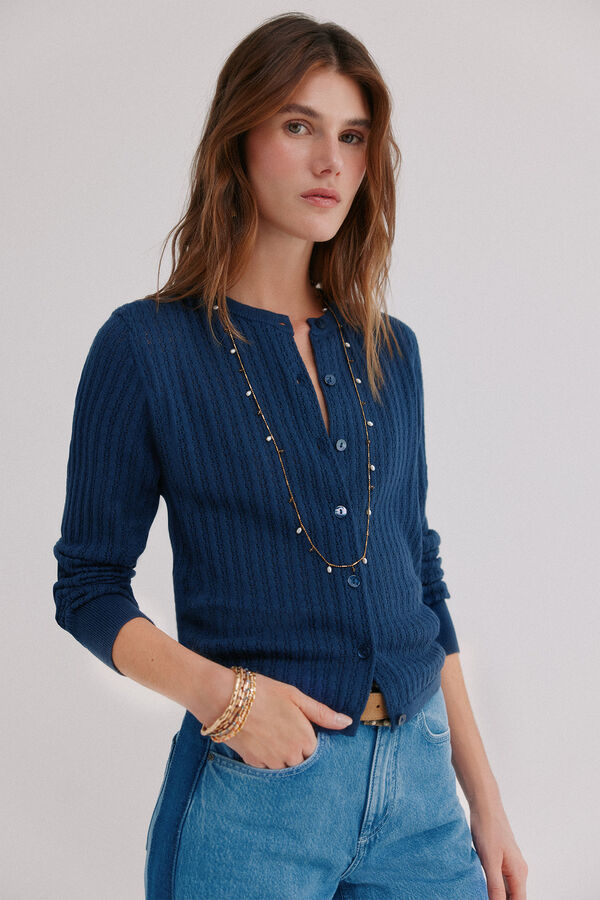 Hoss Intropia Isoline. C&aacute;rdigan calado Azul marino