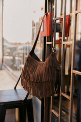 Hoss Intropia Noelia. Bolso flecos Marron oscuro