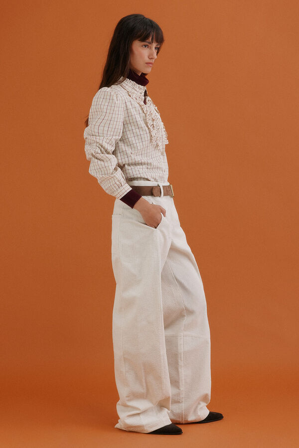 Hoss Intropia Gina. Blusa a cuadros Marfil