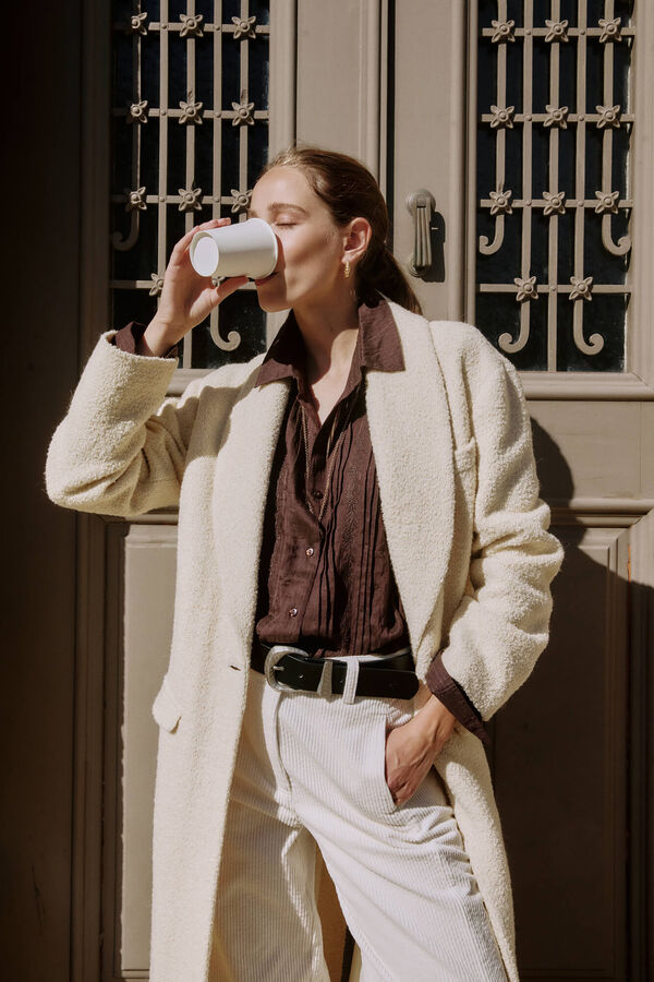 Hoss Intropia Fiamma. Abrigo con cuello solapa Marfil