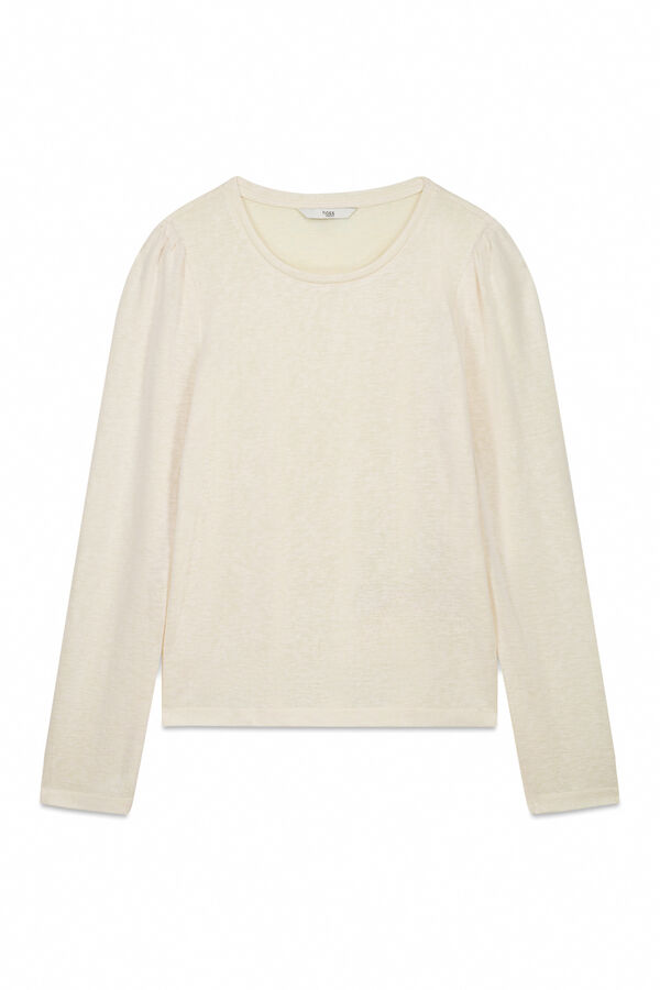 Hoss Intropia Margot. Camiseta con manga abullonada Beige