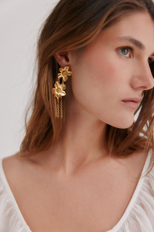 Hoss Intropia Leila. Pendientes Flor Dorado