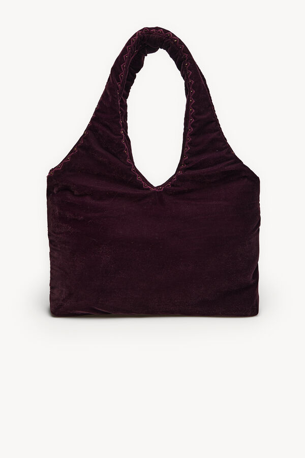 Hoss Intropia Nuria. Bolso hobo terciopelo bordado Granate