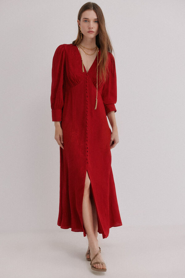 Hoss Intropia Alicia. Vestido tejido jacquard rojo