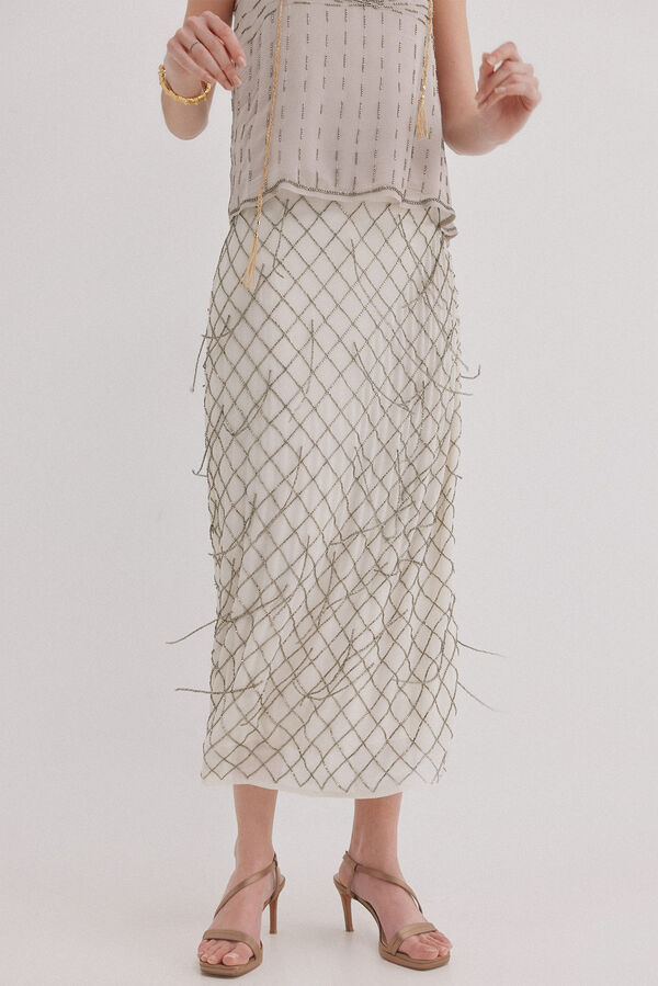 Hoss Intropia Ren&eacute;e. Falda bordada Blanco