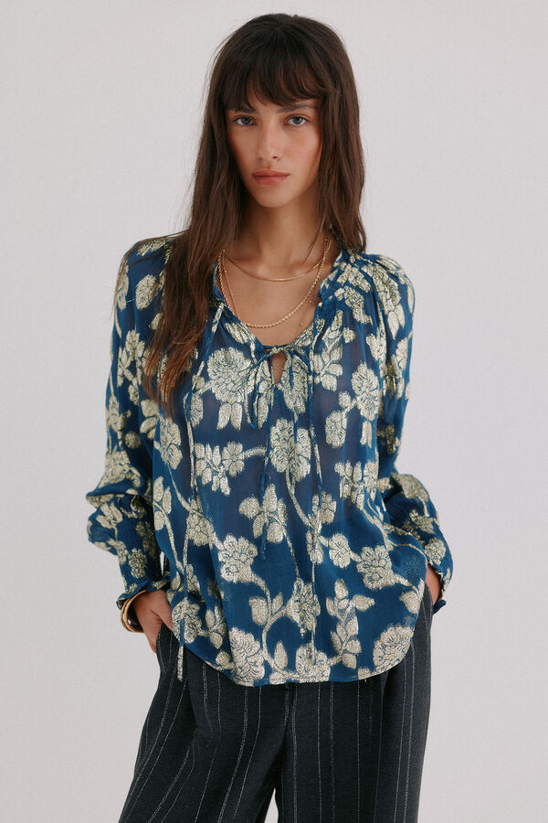 Hoss Intropia Gianna. Blusa jacquard Azul marino