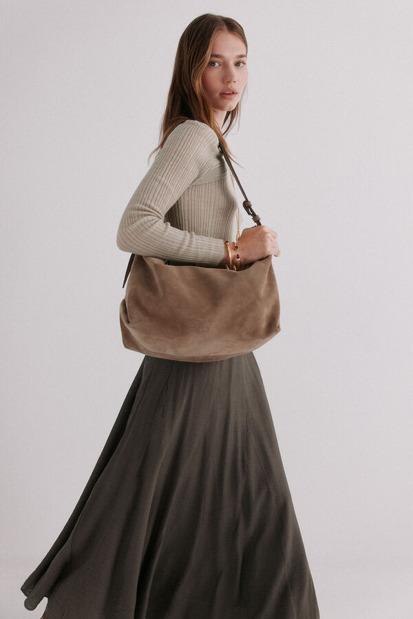 Hoss Intropia Natalia. Bolso de serraje Marron oscuro