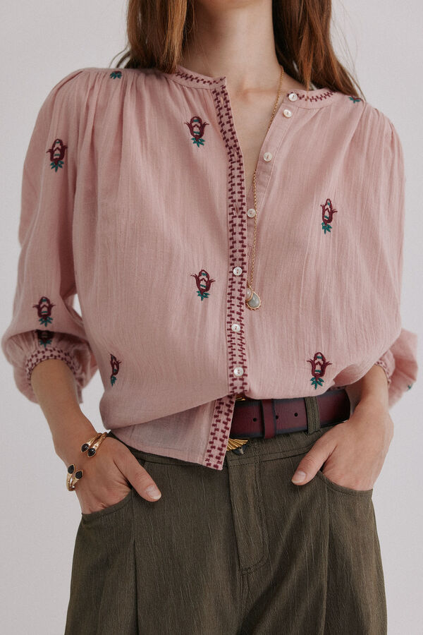 Hoss Intropia Carine. Blusa bordada Rosa
