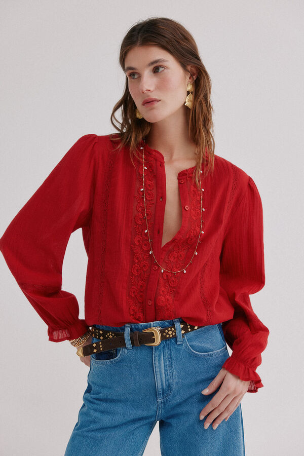 Hoss Intropia Caridad. Blusa rom&aacute;ntica rojo