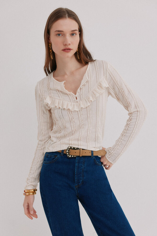 Hoss Intropia Miranda. Camiseta rom&aacute;ntica Marfil