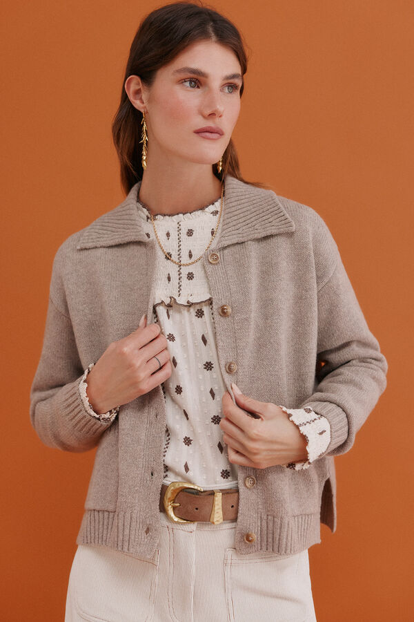 Hoss Intropia Itziar. C&aacute;rdigan con bolsillos Beige